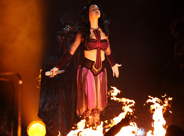 Katy Perry Burning at Stake at Grammys 2014